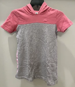 Lacoste Hooded Pullover Sweatshirt Dress - Short Sleeve - Girl's Youth SIZE 8 - Picture 1 of 8