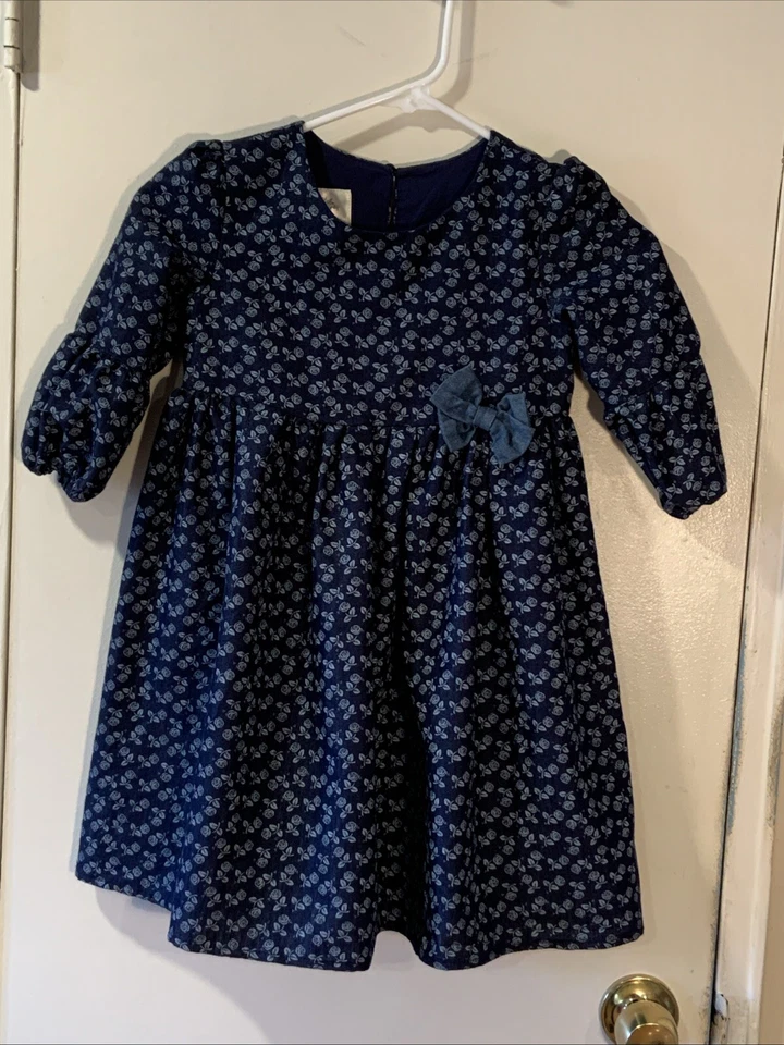Vestido Laura Ashley London Niñas Azul Floral Cambray Talla 6X Foto 1 de 4