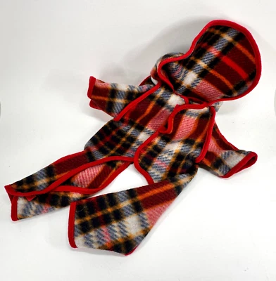 Dog Cat Pajamas Small Red Plaid Fleece Hook and Loop Fastening for Ease of Use - Image 1 of 4