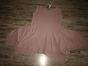 Precioso vestido túnica de punto de lino Aurea Vita con encaje talla XXXL rosa antiguo - Imagen 1 de 3