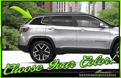 Gráficos de calcomanías a rayas de hockey - se adapta a Jeep Compass 2016-2021 Foto 1 de 4