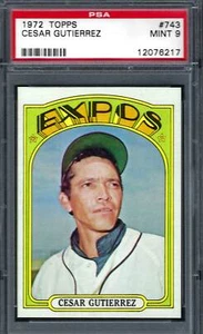 1972 Topps #743 PSA 9 Cesar Gutierrez Expos 743 SET BREAK - Picture 1 of 2