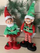 Elf Ornaments Boy And Girl Pair Matching Outfits New 10” Posable Christmas NWT's