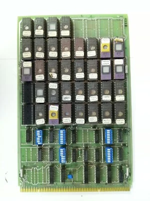 Placa de procesador Si Intel 140470-1 TC8043 (6) MK2716T (28) D2716-1 1980 de colección Foto 1 de 2