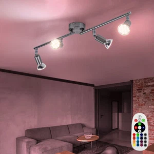 RGB LED Plafoniera Argento Faretto Dimmerabile Telecomando Punti Mobile - Foto 1 di 10