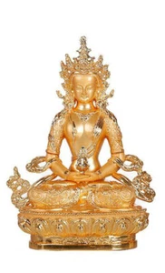 Handbemalte Amitayus Amitabha Buddha Statuen des Reichtums Glücksstatue - Bild 1 von 10