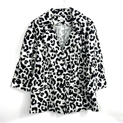 Abrigo de mujer Cato con cuello Crema Negro Gris Beige Estampado de leopardo Bolsillos XL Foto 1 de 4