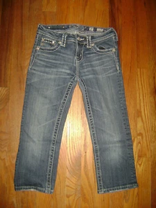 Miss Me Girls Jeans CAPRI size 14 JK5123P5 CAPRI Denim Blue Rhinestone - Picture 1 of 6