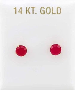 GENUINE 1.08 Ct RUBY STUD EARRINGS 14K YELLOW GOLD - Free Certificate Appraisal - Picture 1 of 7