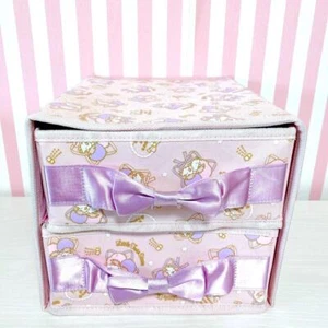 Sanrio Little Twin Stars Kiki Lala Storage Box Pink Ribbon Partition RARE Japan - Picture 1 of 24
