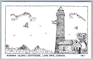 MOHAWK ISLAND LIGHTHOUSE LAKE ERIE CANADA BRYAN KETCHAM HAND PRINTED POSTCARD - Picture 1 of 2