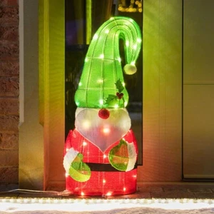 76cm Navidad LED Gonk Con Acebo Sombrero Iluminación Interior Decoración Navidad - Imagen 1 de 5