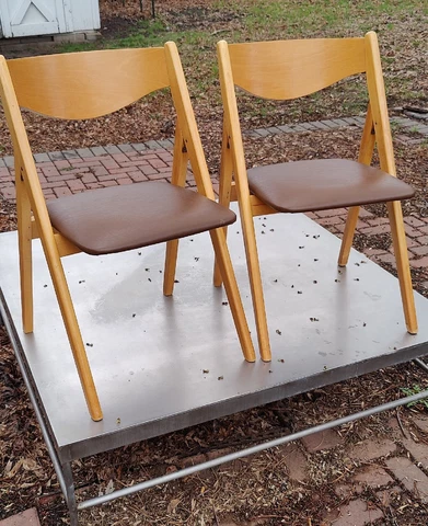 Mid Century Molded Plywood Stakmore Set of 2 Folding Chairs Cover