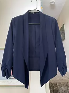 Chocolate USA Tuxedo Style Women’s Jacket Blazer Blue Medium Cinched Wrist - Picture 1 of 3