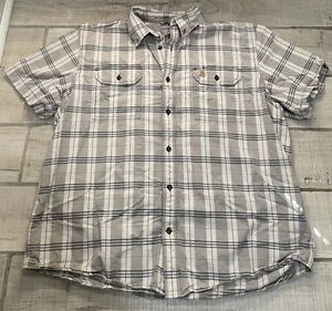 Camisa de manga corta Carhartt para hombre talla 2XL algodón gris a cuadros con botones - Imagen 1 de 6
