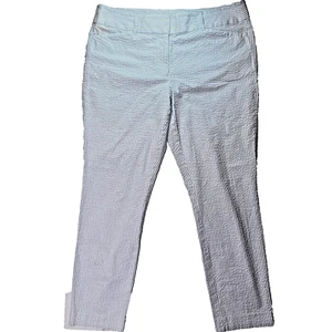 LOFT Outlet Women's 12 Pants Baby Blue & White Garbadine Stripe 4 Pocket Skinny - Picture 1 of 14
