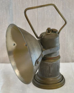 Antike ITP Dewar Karbid Bergbau Lampe Laterne großer Reflektor & Griff - Bild 1 von 12