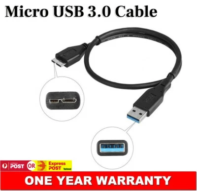 Micro USB 3.0 Data Sync Charger Cable Cord For Portable Hard Drive HDD 50CM AU - Image 1 of 4