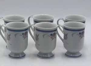 6- Classic Molesworth Fuchsia Mug Princess House Pink & Blue Flower w Blue Band - Picture 1 of 6