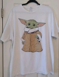 Star Wars T-Shirt Grogu Baby Yoda Mandalorian Size XL White Delta Pro Weight - Picture 1 of 7