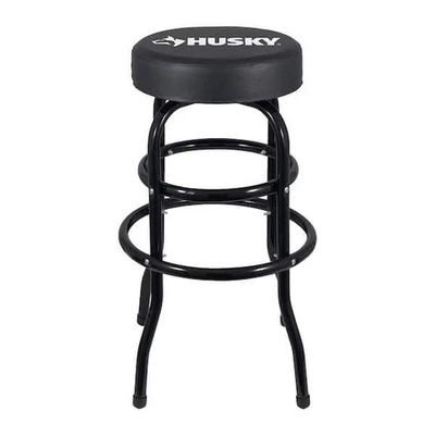 BRANDED Shop Stool 360° Swivel Seat 29" Workshop Garage Bar Chair Cushioned Black