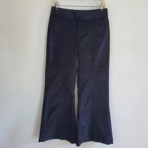 Free People Walk With You Velvet Flare Trouser Pants Black Mid Rise Goth Witchy - Picture 1 of 15