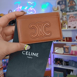 CELINE Smooth Calfskin Cuir Triomphe Card Holder Tan - Picture 1 of 7