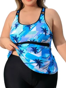 Angel season Women Plus Size Tankini Swimsuit Two Piece Bathing Suits Roundne... - Picture 1 of 6
