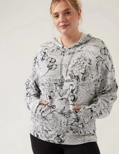NWT Athleta 3X Balance Hoodie Zip Up Sweatshirt-Eden Floral Grey Rtv$89 - Picture 1 of 6
