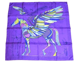 Hermes Schal Le Pegase d'Hermes von Christian Renonciat Seide lila 90 cm Pegasus - Bild 1 von 14