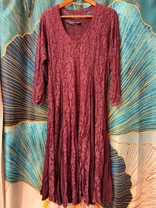 Practical Magic Small Burgundy Lace Floral Fairy Vamp Emo Whimsigoth Vintage 90s - Picture 1 of 16