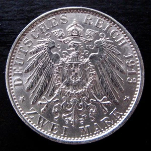 GERMAN STATES, PRUSSIA - 2 MARK 1913 UNC KM# 533, 25th YEAR OF REIGN - Imagen 1 de 2