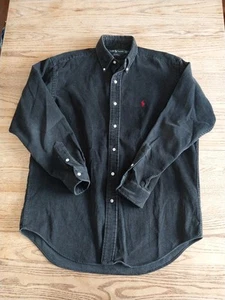 Camicia vintage Ralph Lauren Blaire manica lunga velluto a coste con bottoni nera uomo taglia M - Foto 1 di 6