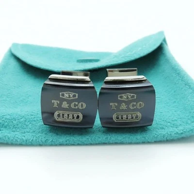 TIFFANY&Co Authentic Combi Cufflinks Black Titanium × Silver925 with storage bag - Image 1 of 4