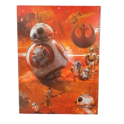 Star Wars The Force Awakens BB-8 and Rey Metal Wall Art Sign Poster 13" x 9.5" - Image 1 of 4