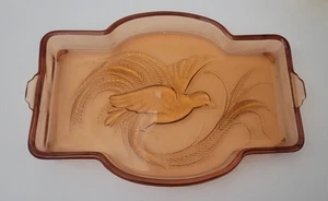 Bandeja tocador vintage de vidrio de albaricoque Bird of Paradise - Imagen 1 de 4