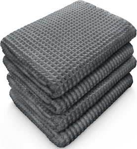European Waffle Weave Bath Towel Set - 100% Organic Cotton - Quick Dry Lint Free - Picture 1 of 5