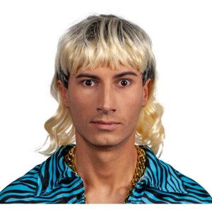 Para Hombres Joe Exótico Tigre Hombre Rubio Años 80 Rey Elegante Vestido Disfraz Peluca de salmonete - Imagen 1 de 2