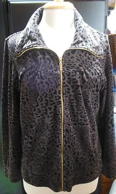 Style & Co. Velour Jacket Leopard Print Full Zipper Size L - Image 1 of 4