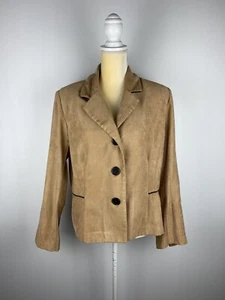 Studio I Women’s Khaki Long Sleeve Button Down Blazer Sz 18 € - Picture 1 of 5