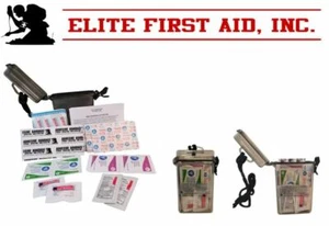NEW Elite First Aid Mini 1st Aid Medical Kit in Waterproof Case 4 Hiking Hunting - Picture 1 of 9
