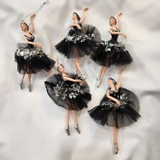 lot of 5 ballerina dancer Ornaments Black And Sequin Tutu 6"