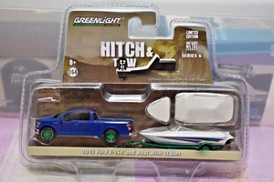 Greenlight CHASE - Hitch & Tow - 2015 Ford F-150 & Boat wTrailer - 1:64 - New - Picture 1 of 6