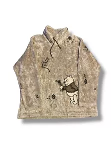 Vintage Disney Winnie Puuh Fleecepullover Damen X-Large hellbraun mit Kordelzug - Bild 1 von 4