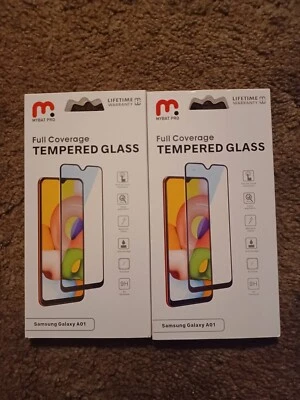 2 Mybat Pro Samsung Galaxy A01 Screen Protectors Tempered Glass Full Coverage 9H - Image 1 of 4