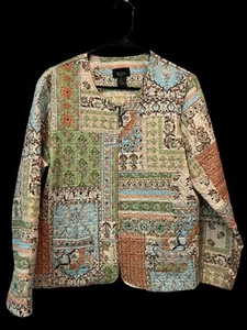 M.D.L. New York Jacket Multicolor Patchwork Quilted Zip - Size XL - Picture 1 of 3