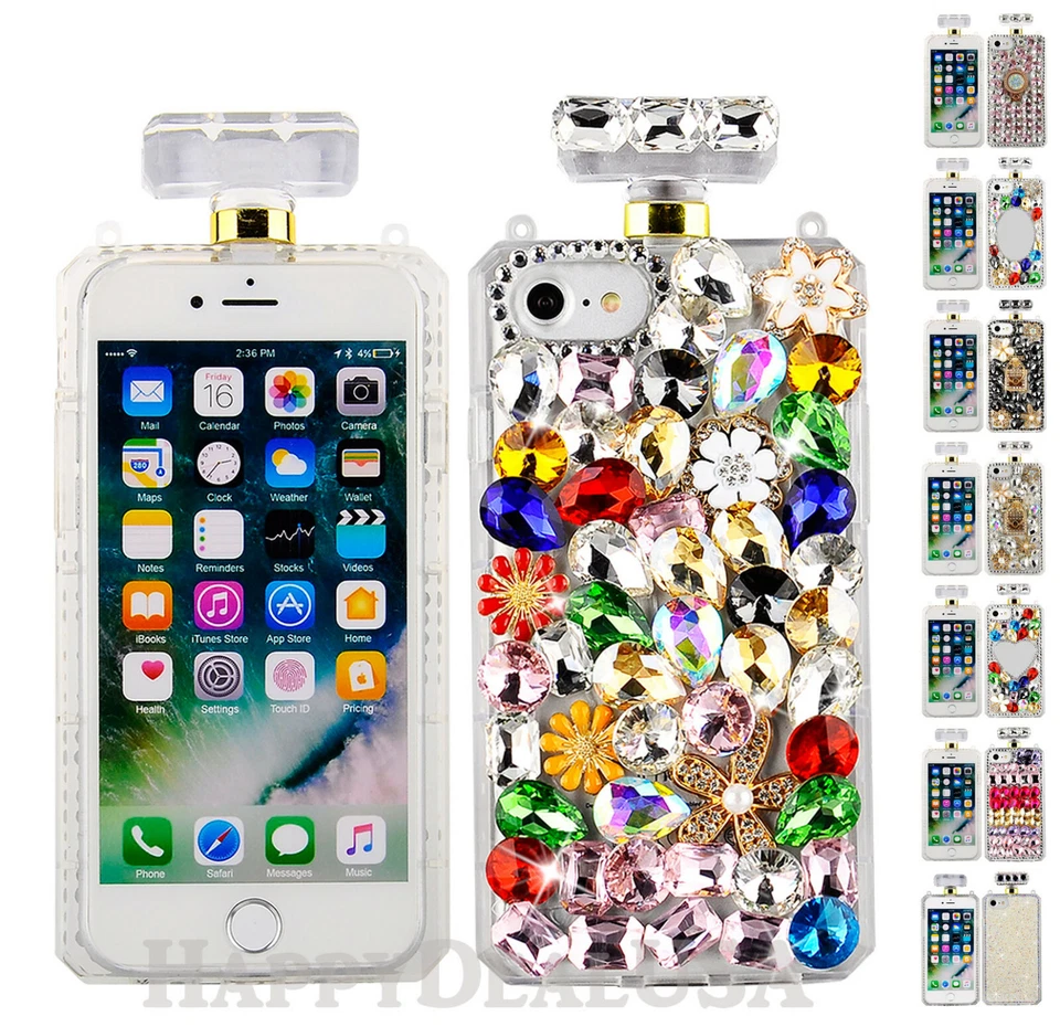 For Apple iPhone 7 | 8 | SE (2020)  - Perfume Bottle Cover Case Rhinestone Strap - Image 1 of 1
