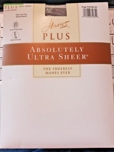 Hanes Plus Absolutely Ultra Sheer Pantyhose Hosiery Size One Plus Barely Black