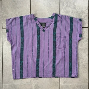 VINTAGE 80s Oversize Shirt Purple Aztec Style Size XL - Picture 1 of 6