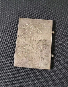 Antique Silver Card Case Bamboo Design Monogram DN Asian Export Style 19thC 27g - Picture 1 of 12
